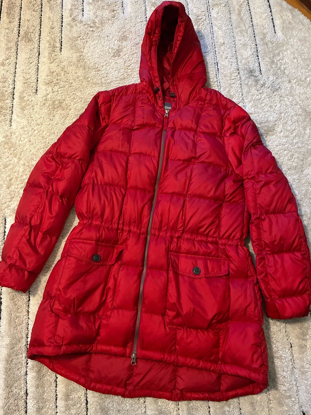 Eddie Bauer Red Down Parka Jacket Puffer Coat XL Tall XLT